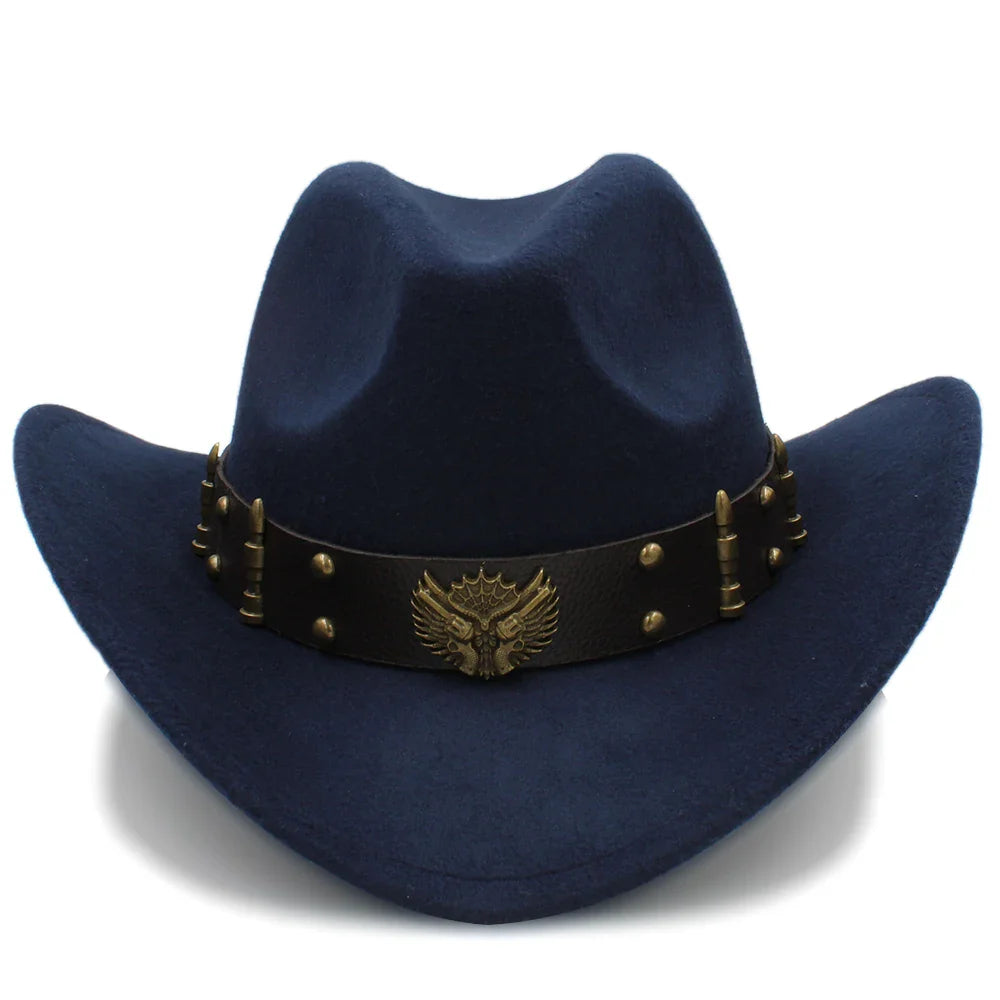 2 tailles Chapeaux de cowboy occidentaux pour hommes et femmes Chapeau de soleil Panama à large bord Chapeau Fedora d'extérieur Trilby Sombrero Fête Voyage Taille US 7 1/4 UK L