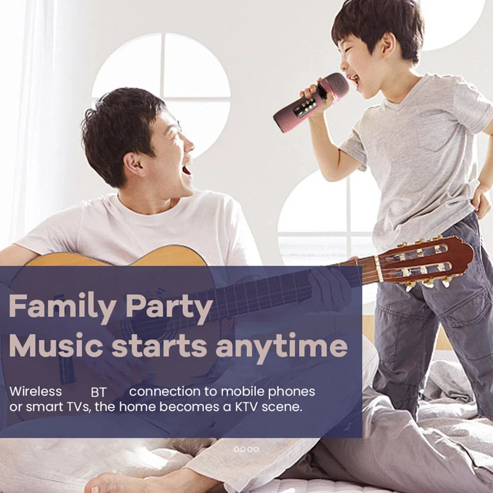 ALLOYSEED Karaoke Wireless Bluetooth-Compatible Microphone Handheld Music Singing Mic+FM+Voice Changing Audio Speaker Player