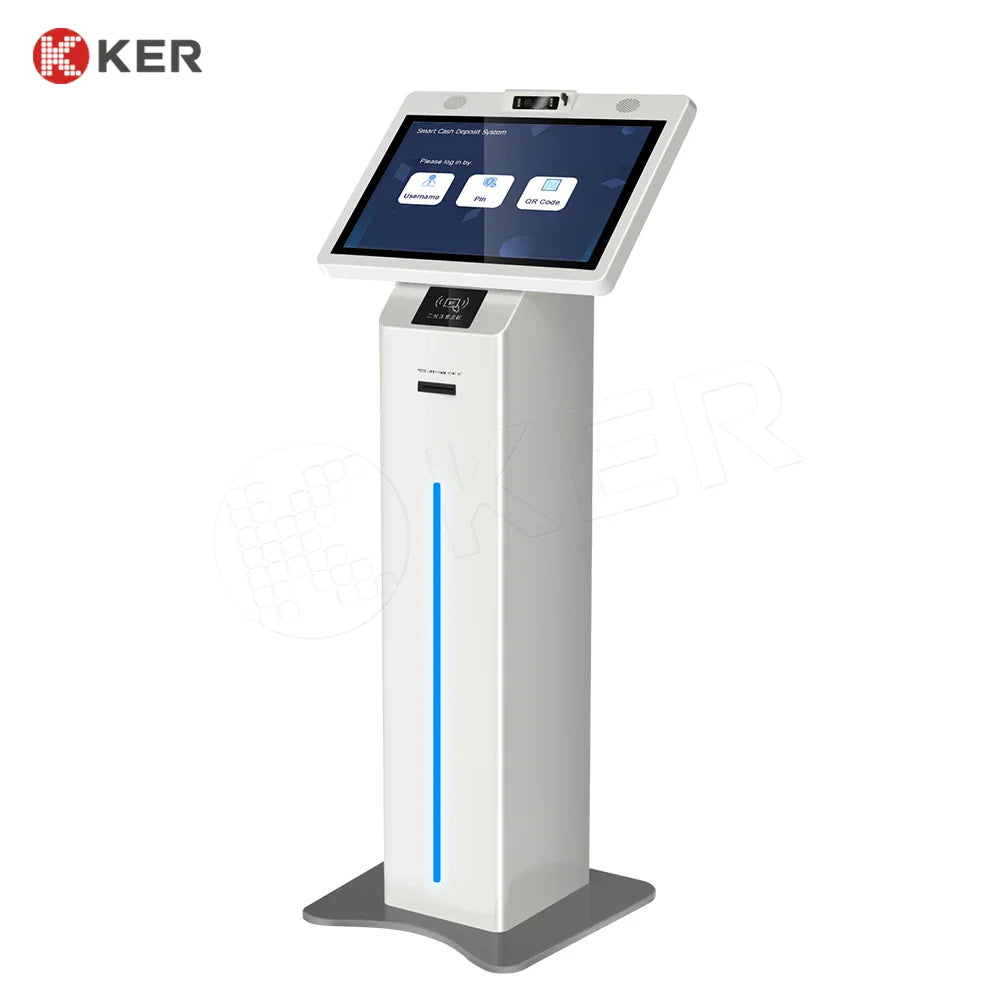 Hot Selling 18.5 Inch Android 10/11/12/13 Touchscreen SDK Barcode Reader Floor Standing Self Service Payment Print Ticket Kiosk