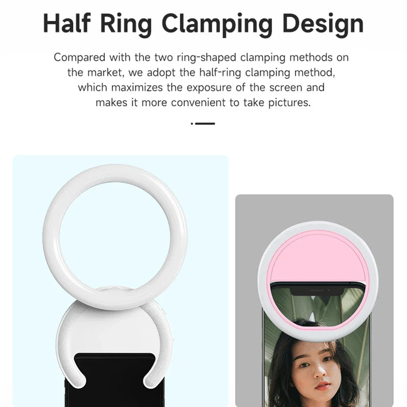 180 Rotating 10cm Mobile Phone 3000-7000k Fill Light 4-level Light Adjustment F100 Mobile Phone Ring Light Uncovered  100mAh