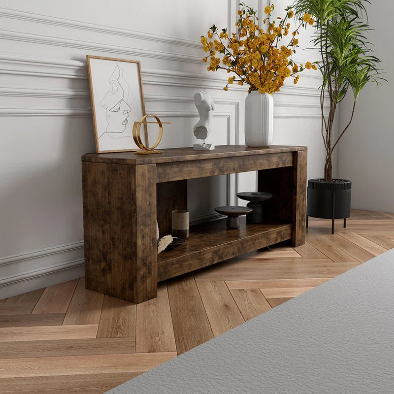 Table TV et Table basse relevable avec rangement, Table centrale relevable en bois rustique pour salon