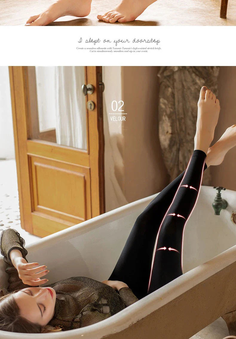 Leggings chauds en velours pour femmes, taille haute, extensibles, couleur unie, livraison directe, hiver