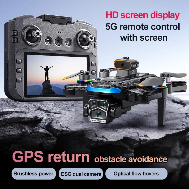 New A14 Pro MAX Drone Camera 4K HD  GPS Mini Drone Obstacle Avoidance Professional Brushless RC UAV Drone with Screen Remote