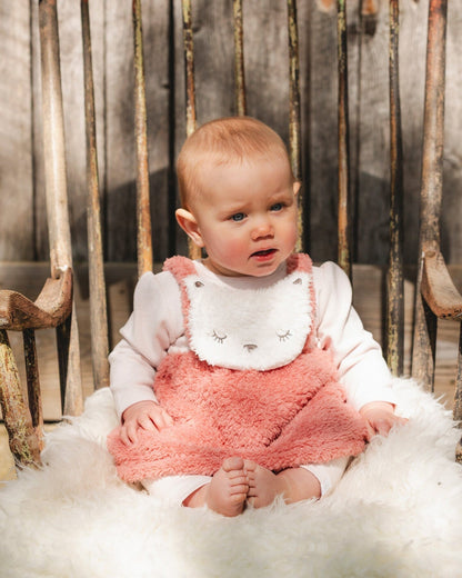 Bi-Material Dress And Leggings Set Old Pink