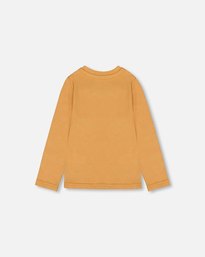 Organic Cotton T-Shirt Golden Yellow With Cat