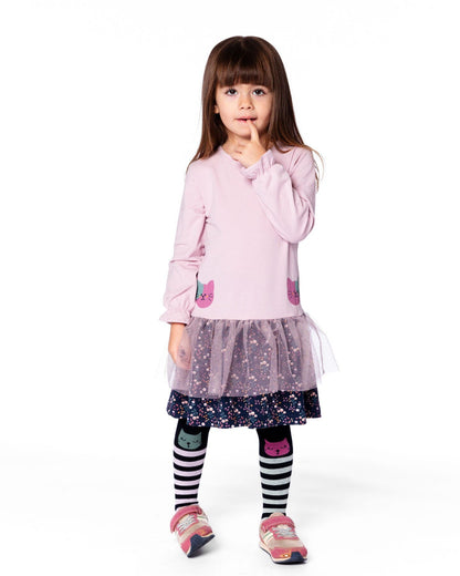 Bi-Material Dress Dusty Pink