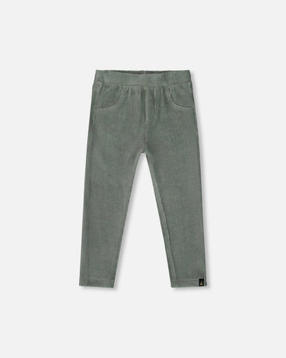 Stretch Velour Tregging Jade Green
