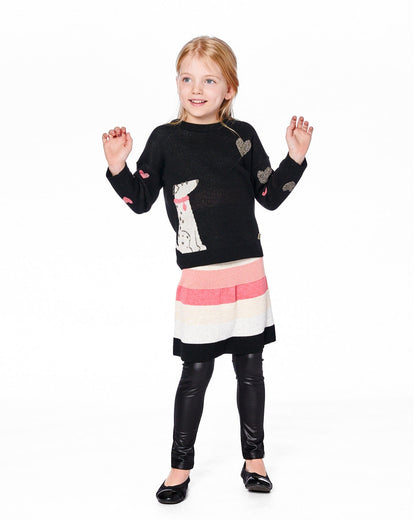 Knit Sweater Black With Dalmatian And Hearts