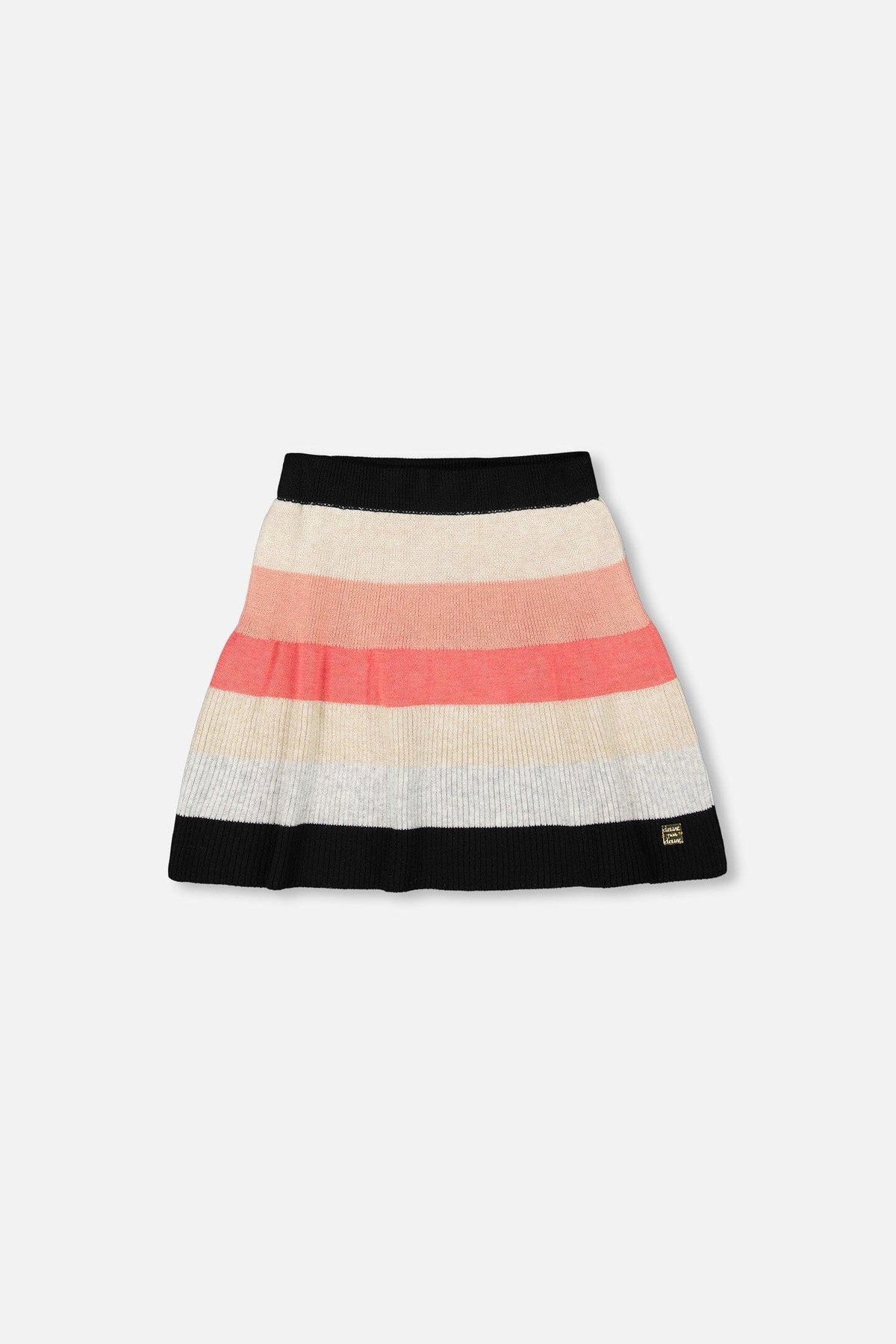 Striped Knit Skirt Beige Black And Pink