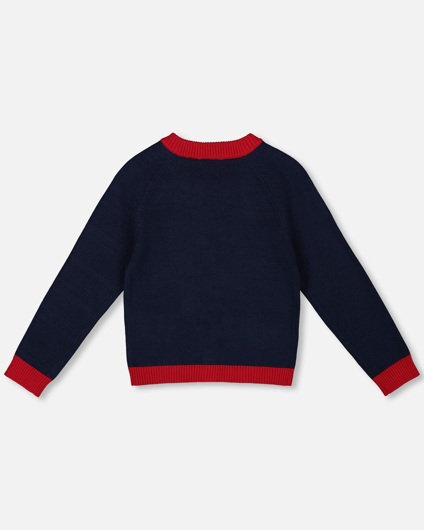 Cardigan en maille bleu marine avec cœurs brodés rouges