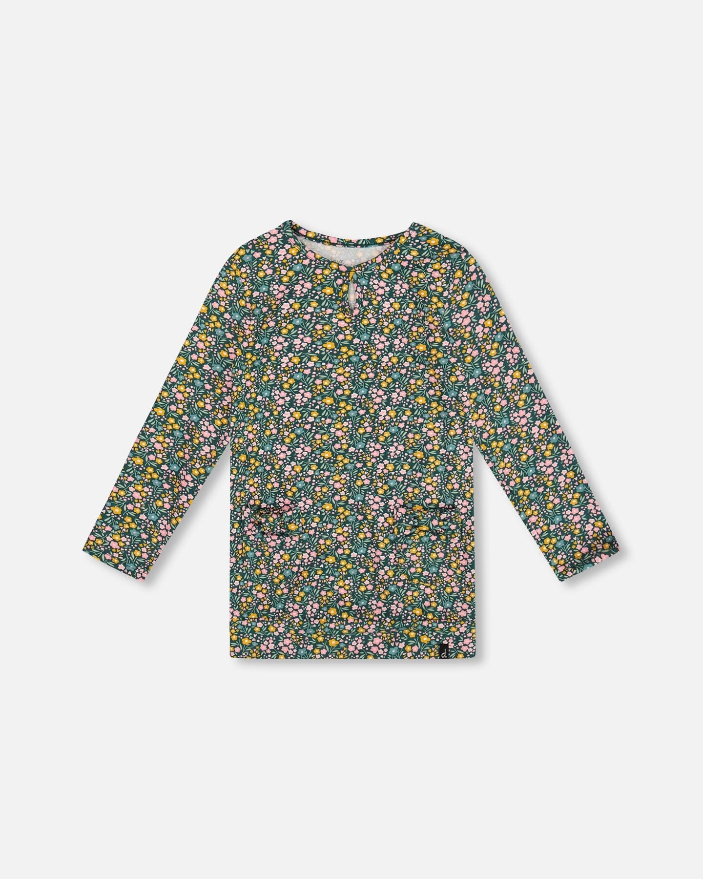 Jersey Tunic Green With Floral Print
