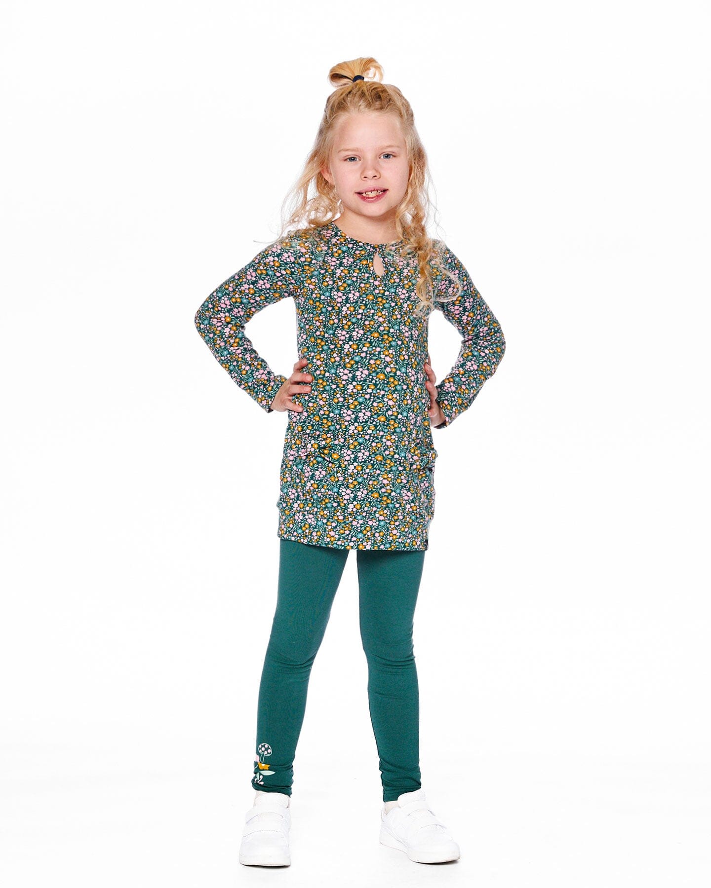 Jersey Tunic Green With Floral Print