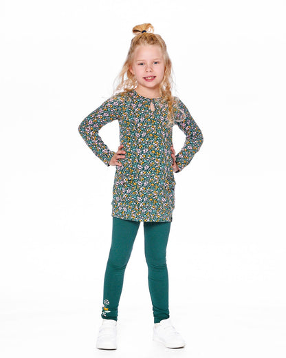 Jersey Tunic Green With Floral Print
