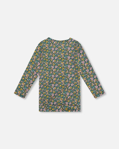 Jersey Tunic Green With Floral Print