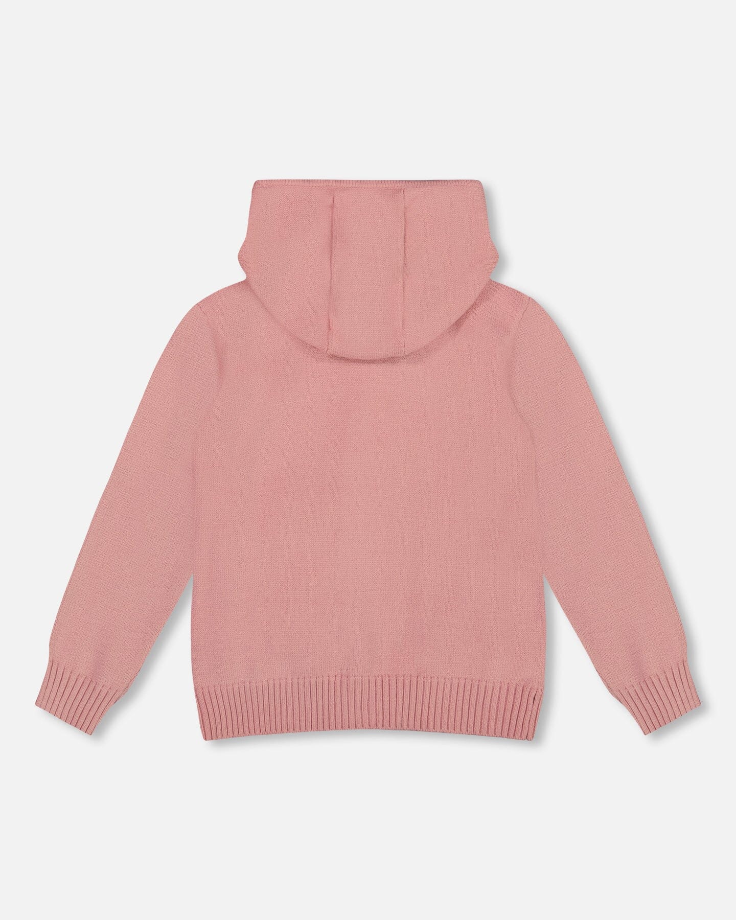 Hooded Knit Cardigan Dusty Pink With Unicorn Intarsia