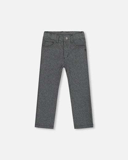 Pantalon Jacquard Extensible Chevrons Gris