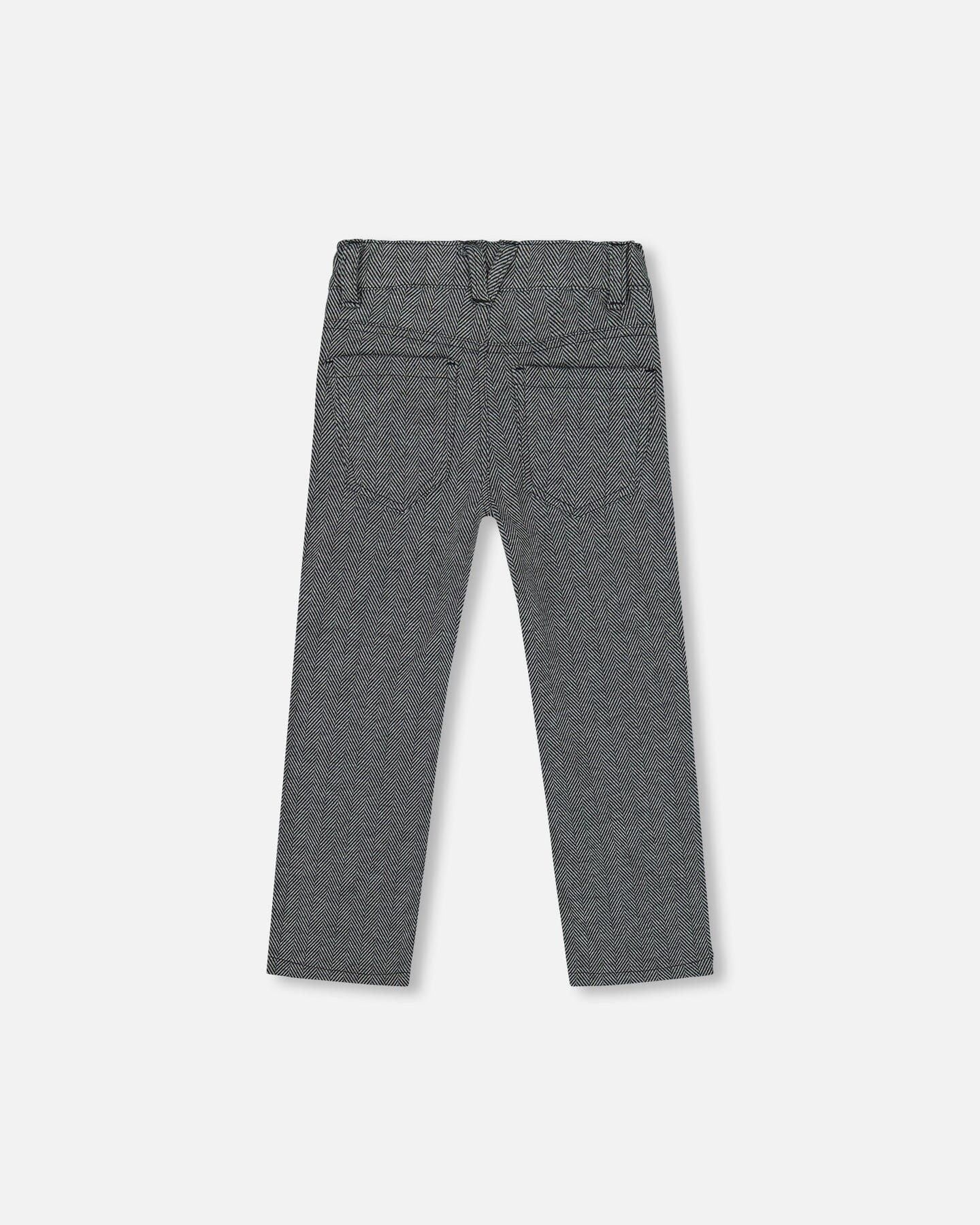 Pantalon Jacquard Extensible Chevrons Gris