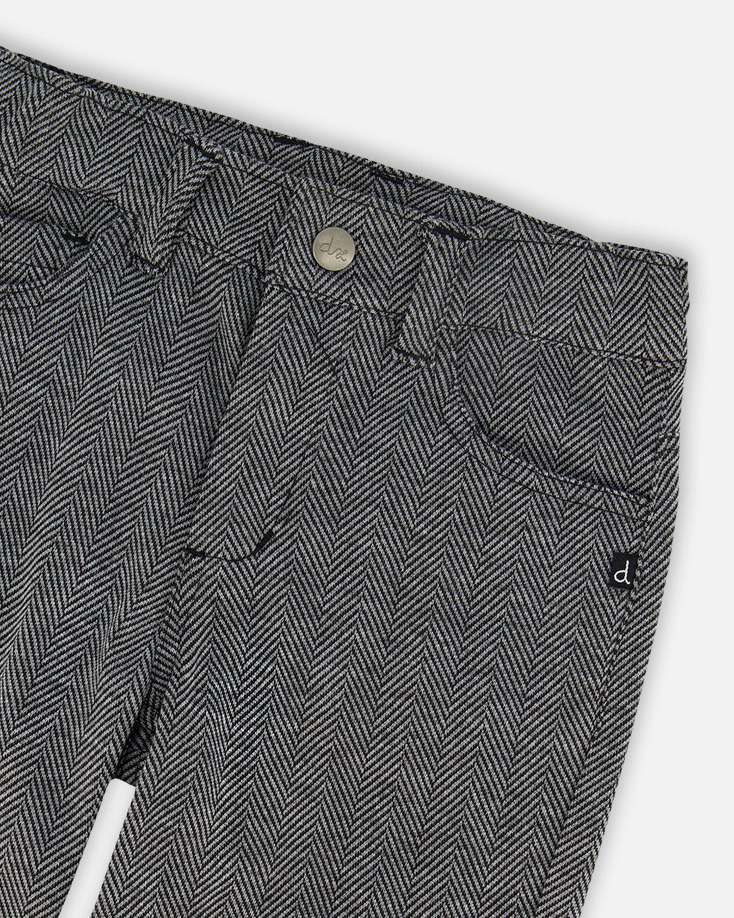 Pantalon Jacquard Extensible Chevrons Gris