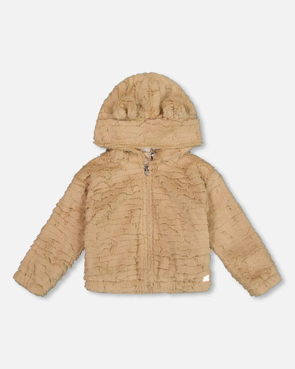 Faux Fur Hooded Jacket Nougat