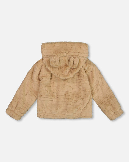 Faux Fur Hooded Jacket Nougat