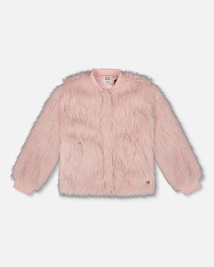 Short Faux Fur Coat Dusty Pink