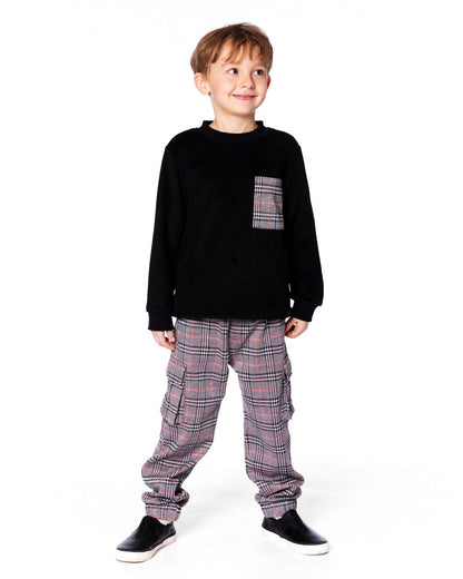 Plaid Cargo Pant Gray And Black