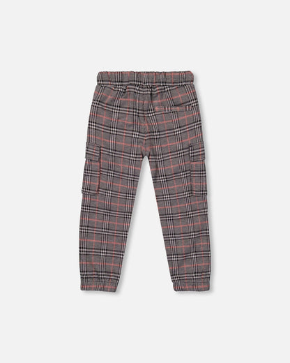 Plaid Cargo Pant Gray And Black