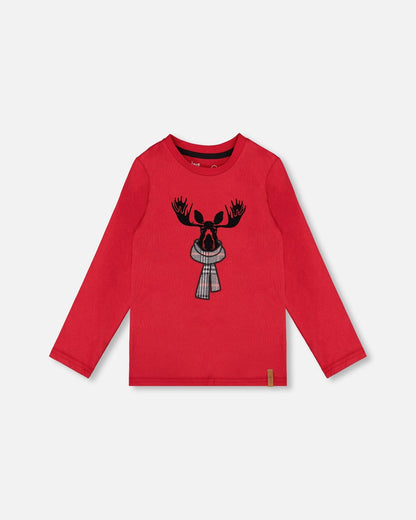 Jersey T-Shirt Cherry Red With Moose