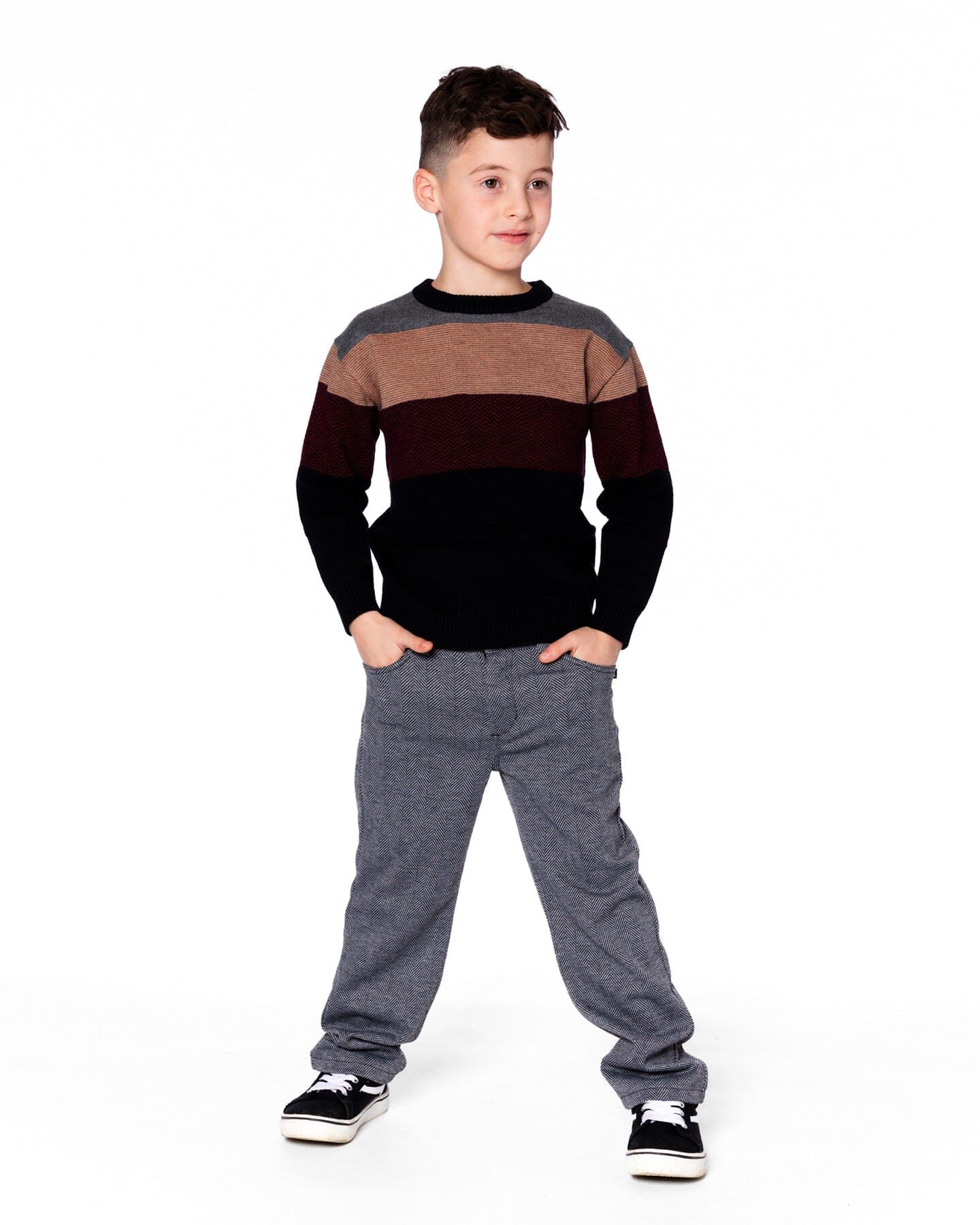 Color Block Knit Sweater Red And Black