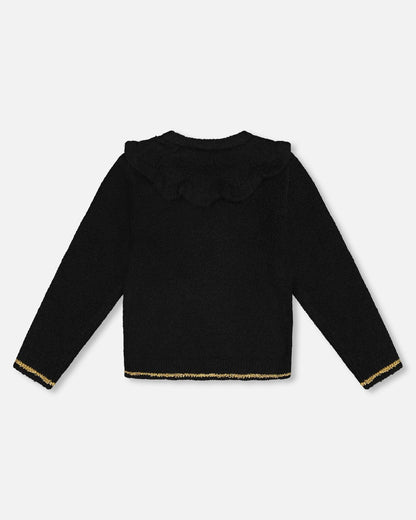 Knitted Cardigan With Rhinestones Black