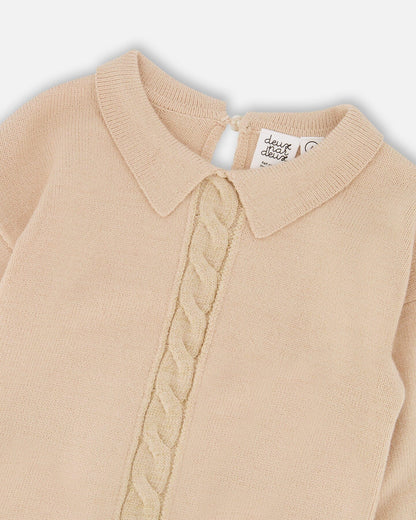 3/4 Sleeve Knitted Sweater Beige