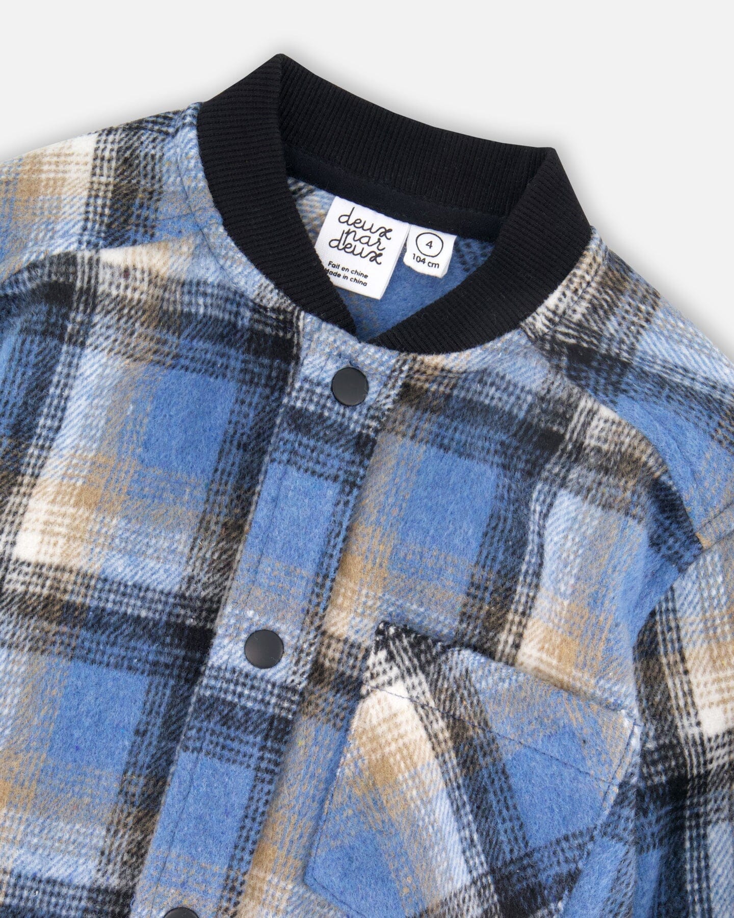 Long Sleeve Brushed Plaid Button Down Shirt Avec Rib Collar