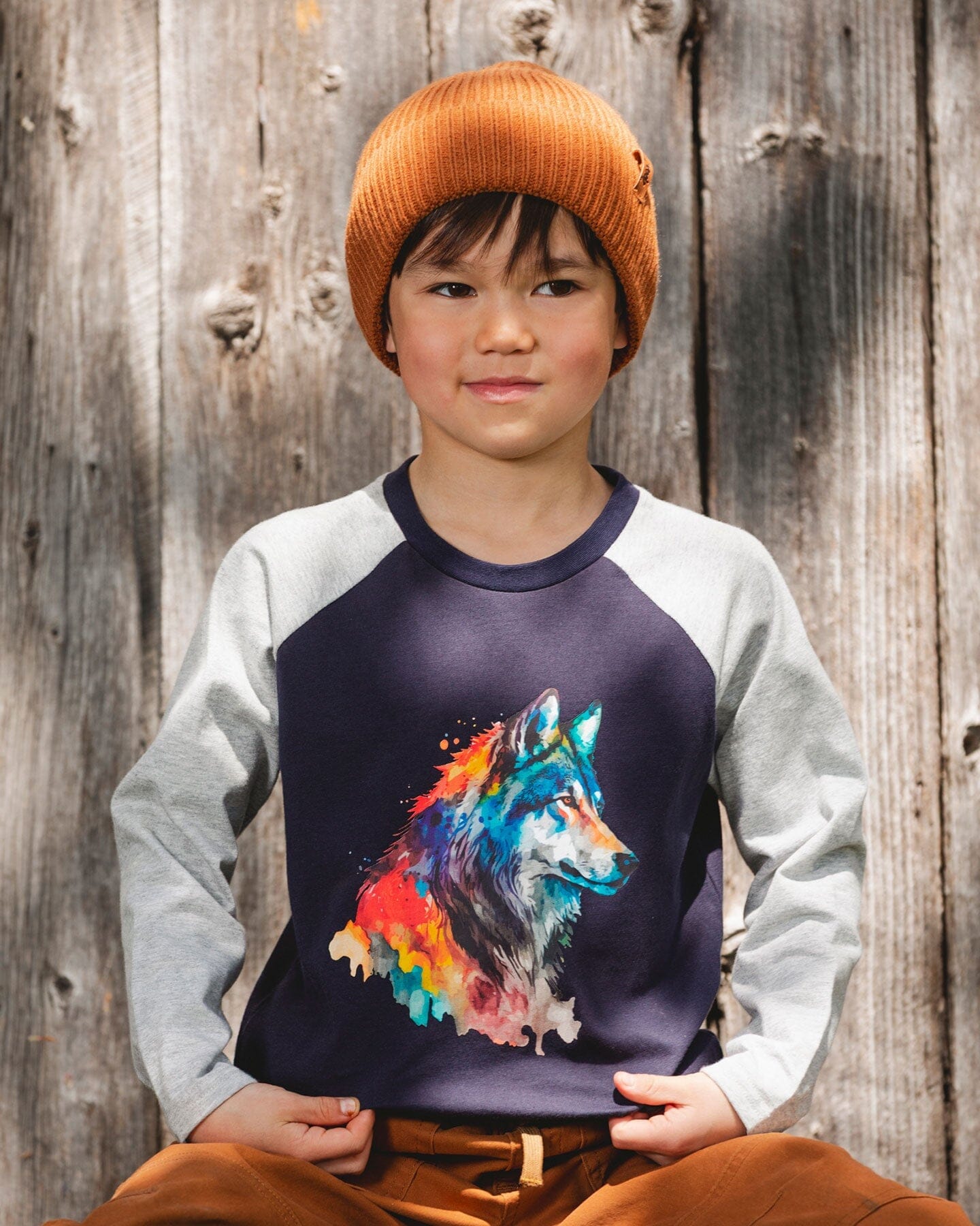 Long Raglan Sleeve Jersey Tee Navy Blue