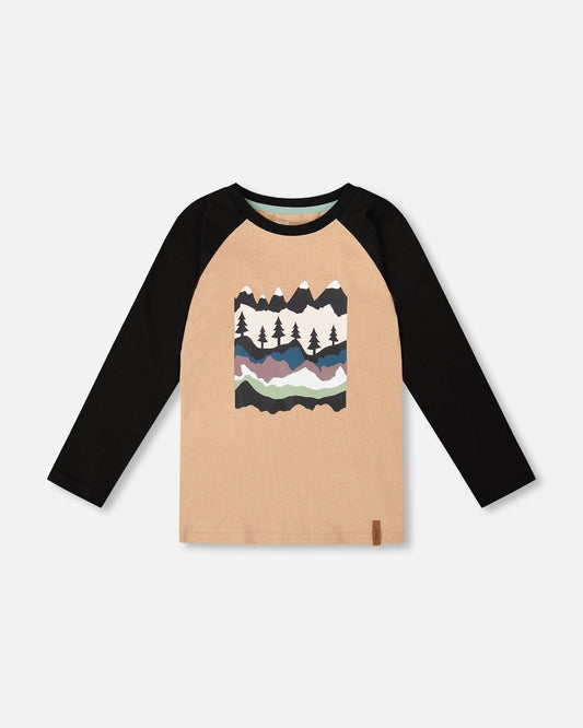 Long Raglan Sleeve Jersey Tee Beige