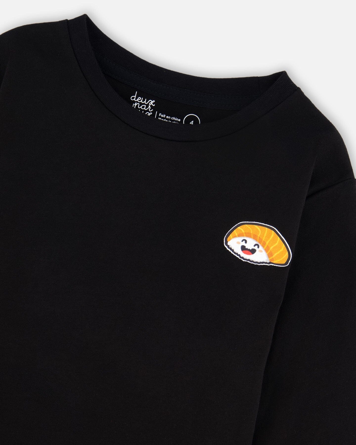 Long Sleeve Jersey Tee Shirt Black With Print Back & Front