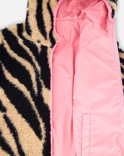 Reversible Mid-Season Sherpa Jacket Zebra