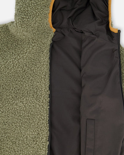 Reversible Mid-Season Sherpa Jacket Khaki