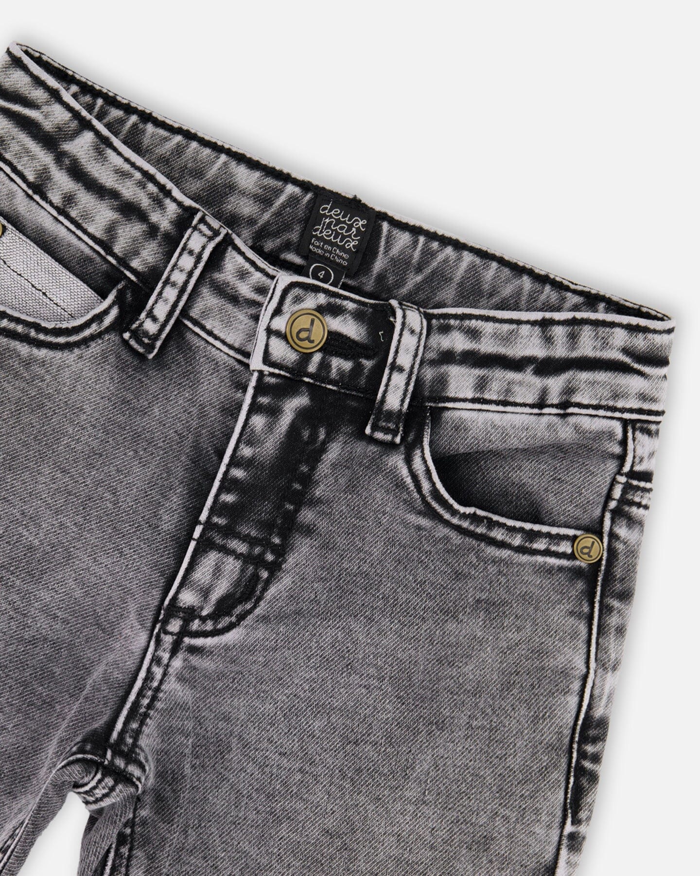 French Terry Black Denim Pants With Contrasting Patch