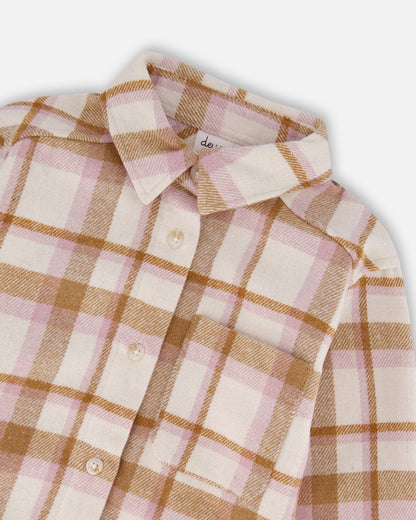 Plaid Overshirt Off-White, Beige And Pink