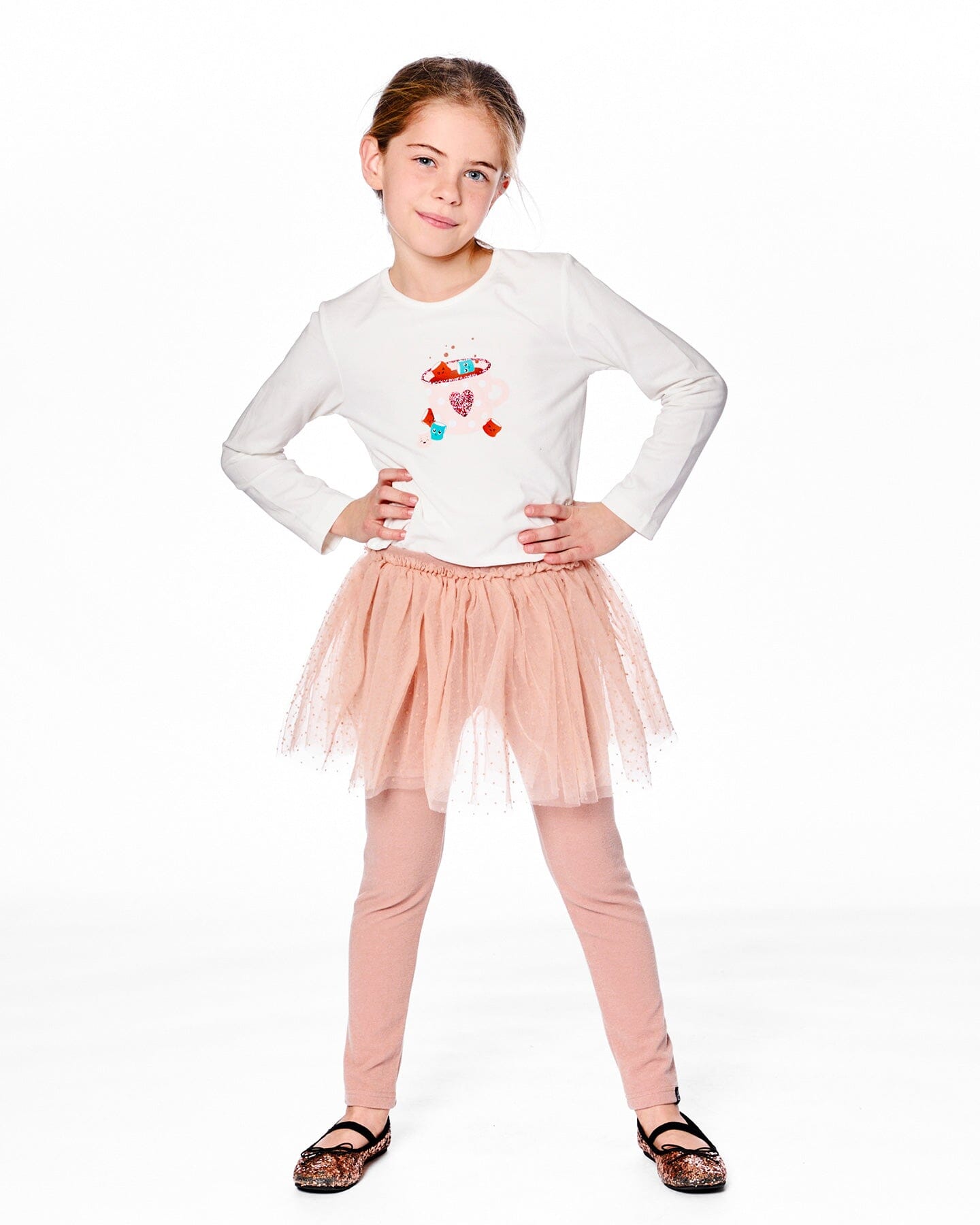 Leggings With Tulle Skirt Dusty Pink