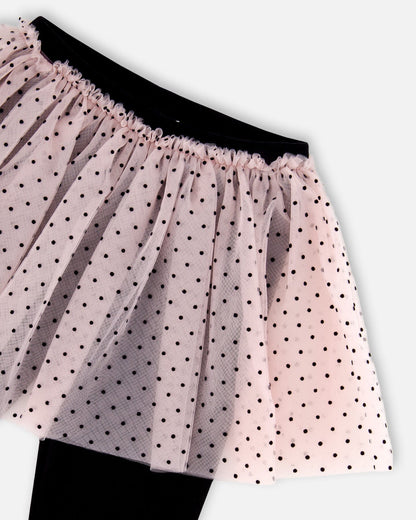 Leggings With Tulle Skirt Pink And Black
