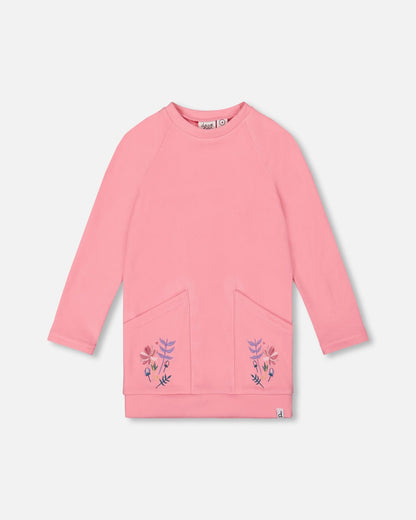 Tunic Tee With Embroidered Pockets Light Pink
