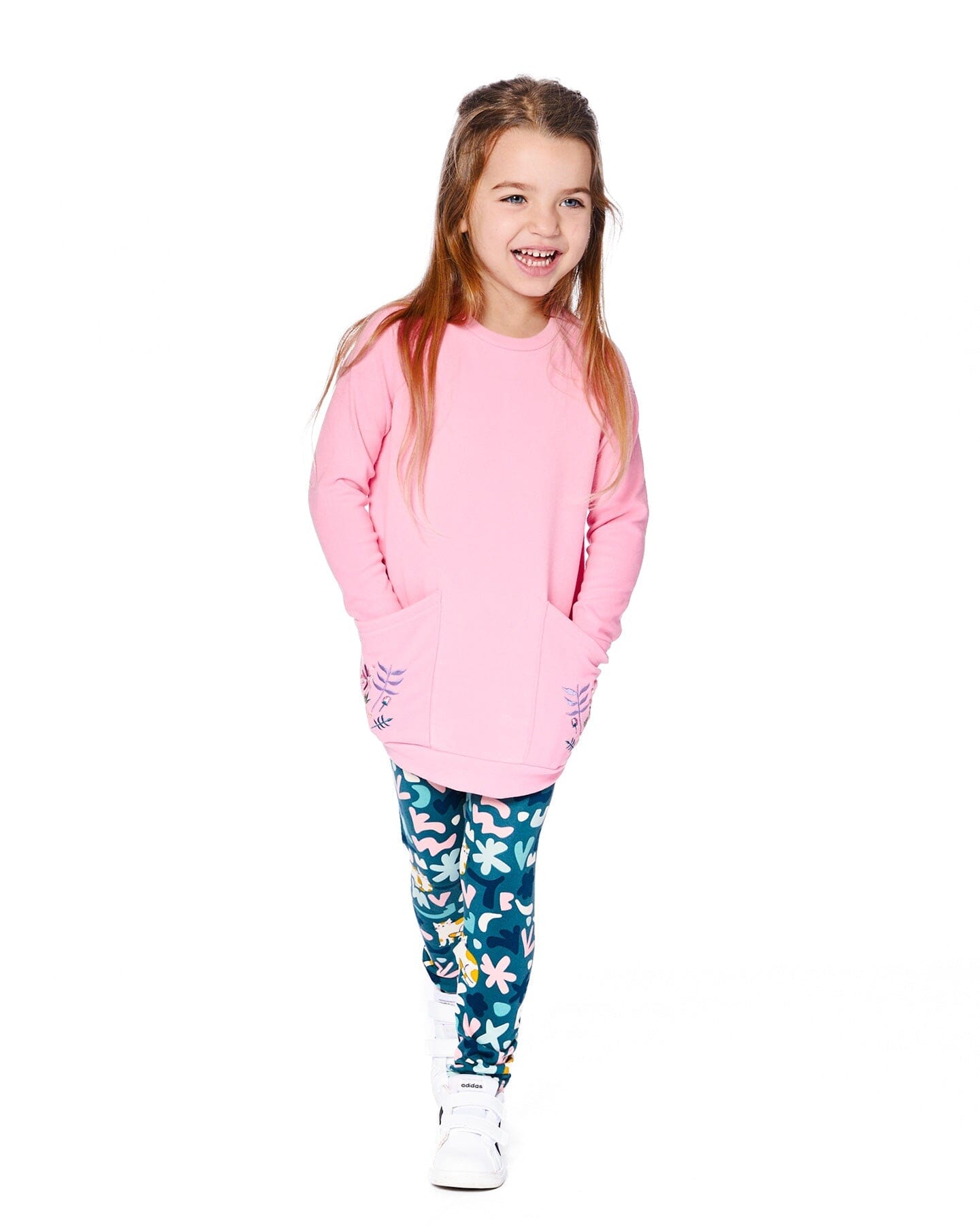 Tunic Tee With Embroidered Pockets Light Pink