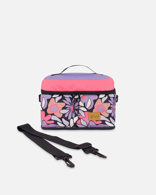 Boîte à déjeuner motif floral rétro noir