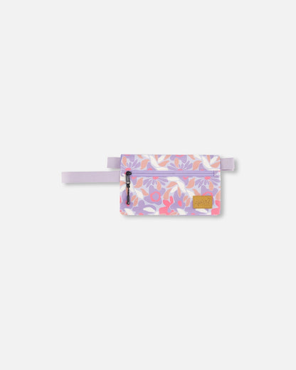 Trousse à Double Compartiment Imprimé Fleurs Rétro Lilas