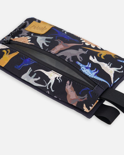 Trousse Double Imprimé Dinosaure Noir