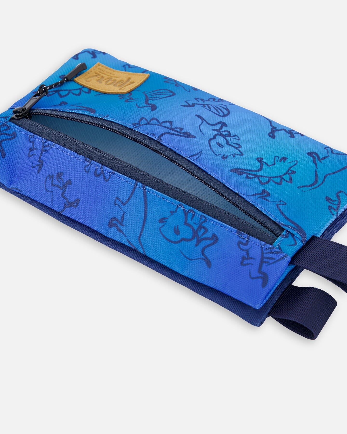Trousse à Double Compartiment Imprimé Dinosaure Dégradé Bleu