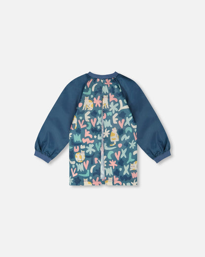 School Apron Green Cat Print