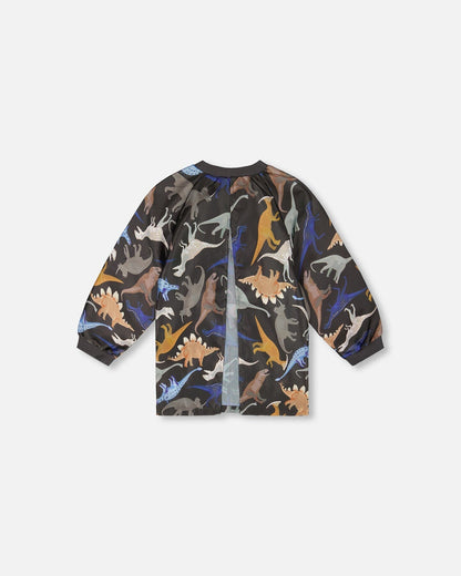 School Apron Black Dinosaur Print