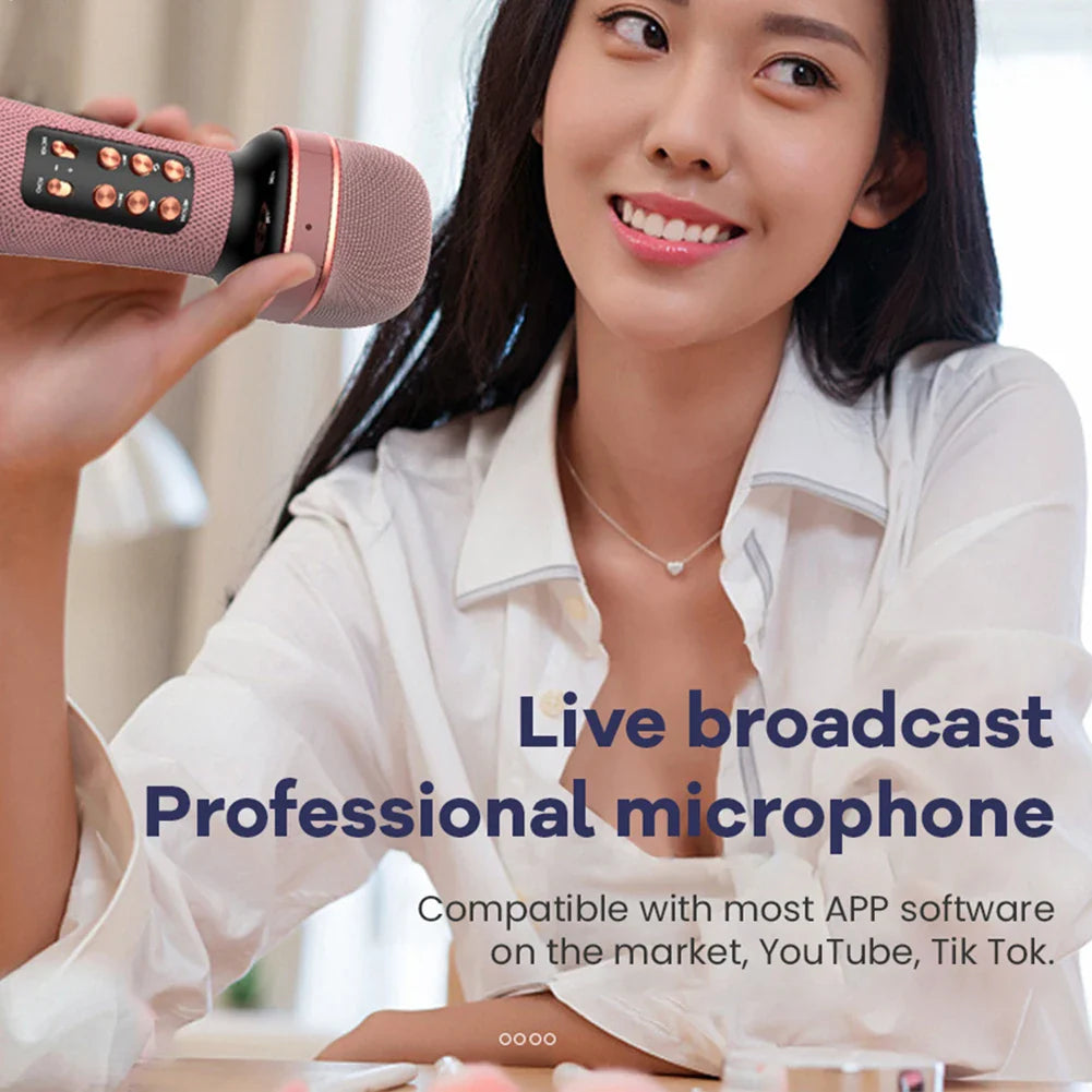 ALLOYSEED Karaoke Wireless Bluetooth-Compatible Microphone Handheld Music Singing Mic+FM+Voice Changing Audio Speaker Player